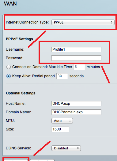select internet connection type