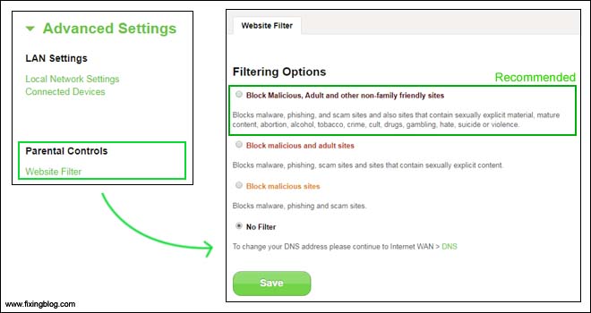 Setup Your parental control settings