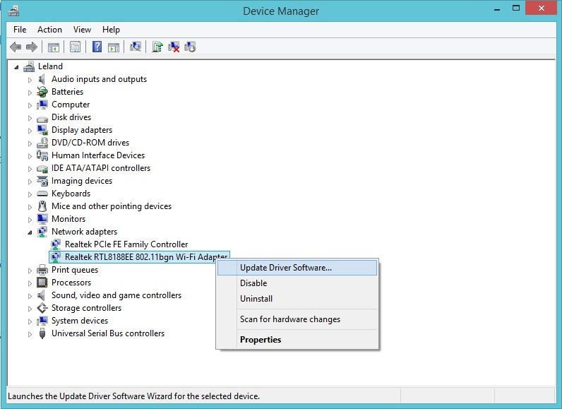 Update The Network Adapter Driver