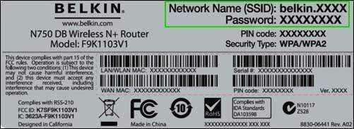 Belkin Username and password at backside