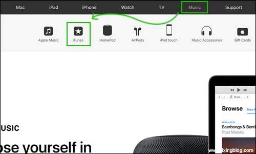 Click music at apple site