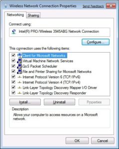 wireless adapter properties configure