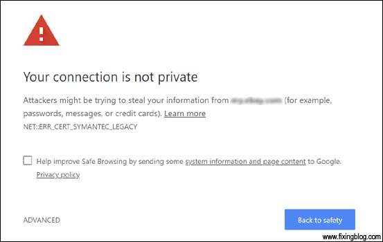 your connection is not private