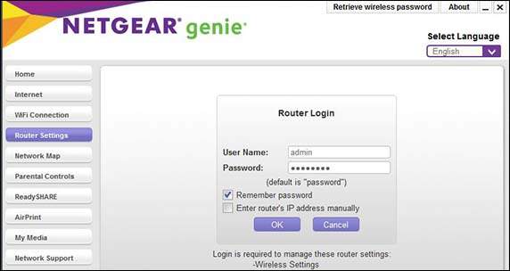 netgear login panel