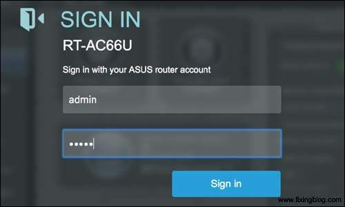 Sign in asus router login page