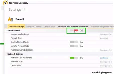 turn off Norton firewall