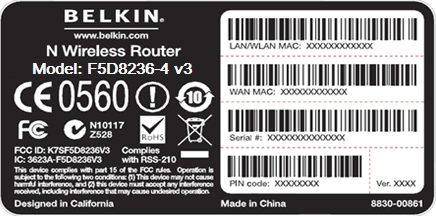 belkin router lable