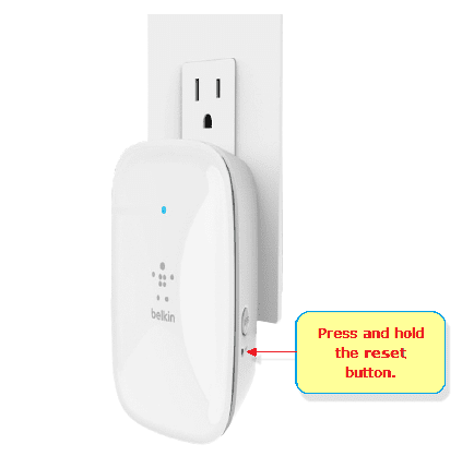 reset belkin extender