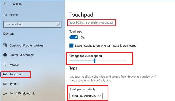 To enable the touchpad functions 1