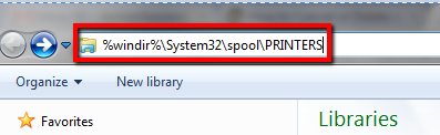remove stuck print job windows explorer navigate printers folder
