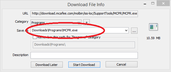 mcafee file removal tool