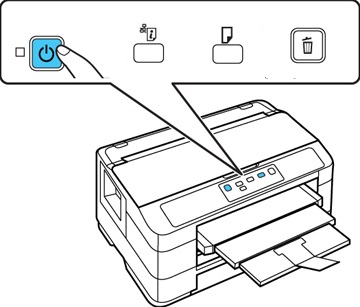 hold the power button of the Epson printer