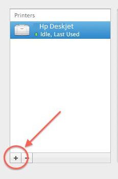 plus icon to add printer