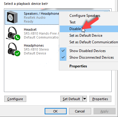 Right click on speakers to select Enable