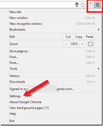 google chrome setting