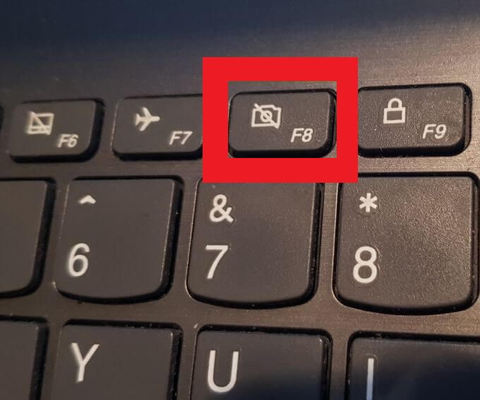laptop tap the F8 key on keyboard