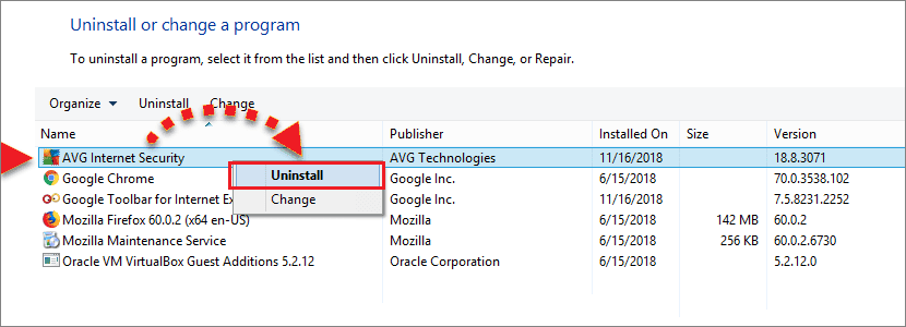 Uninstall Avg Antivirus 1