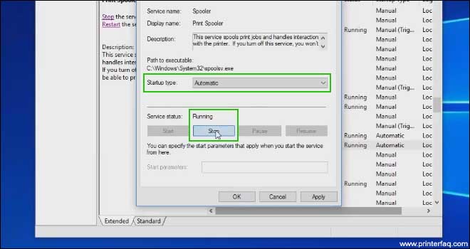 stop/restart Printer spooler services