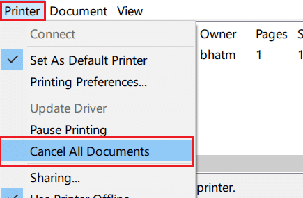 Cancel all documents option