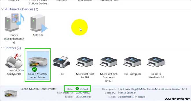 Set canon printer as default printer