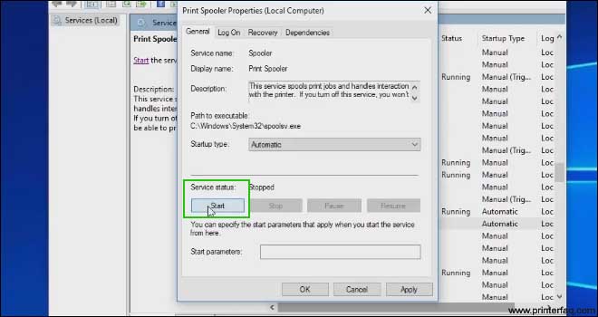 start printer spooler services