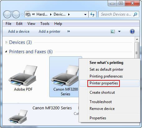 printer properties