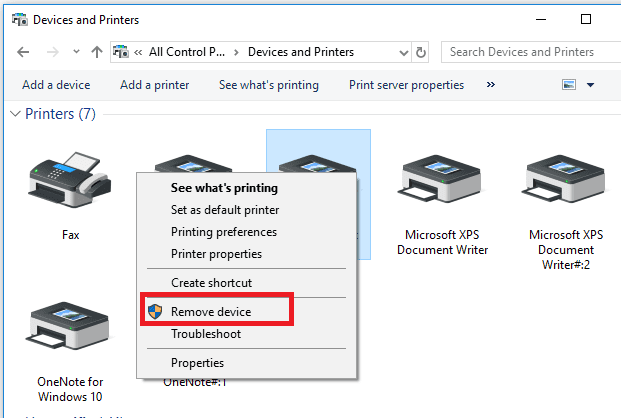 remove other printer from list