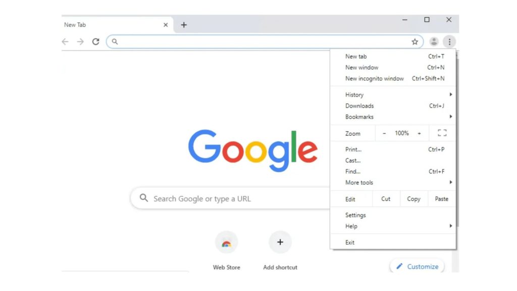 three dot icon of chrome setting